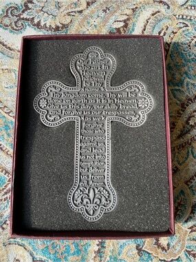 Pewter Lords Prayer Wall Cross Camco Vintage Religious Decor With Box